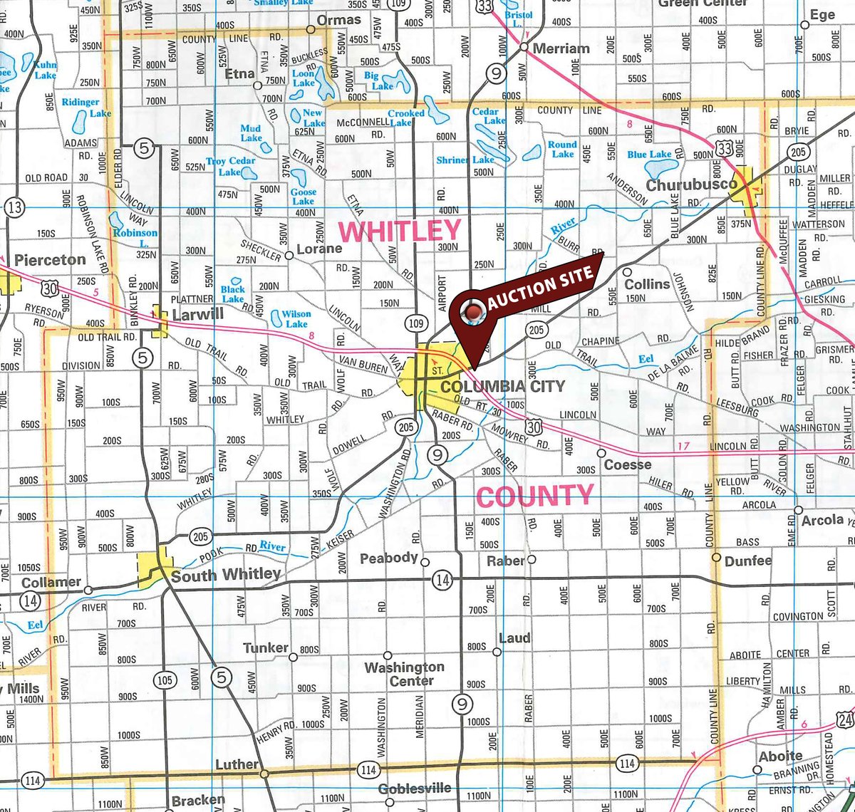 Area map - REAL ESTATE AUCTION IN WHITLEY COUNTY, INDIANA